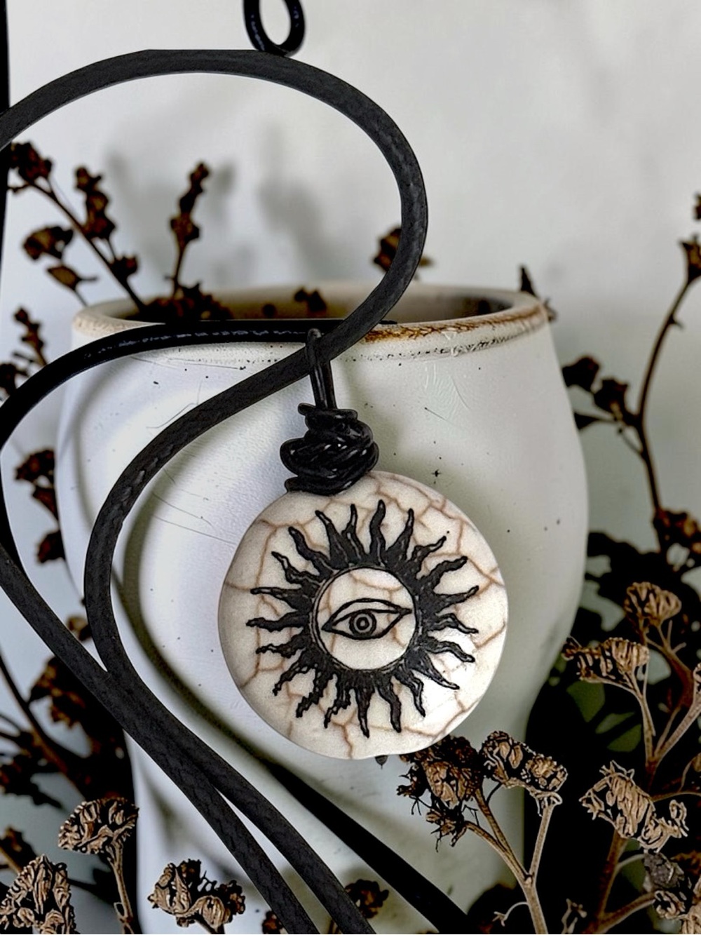 5 For $25💫Celestial Cream Sun Eye Pendant Pendant Necklace-Spiritual